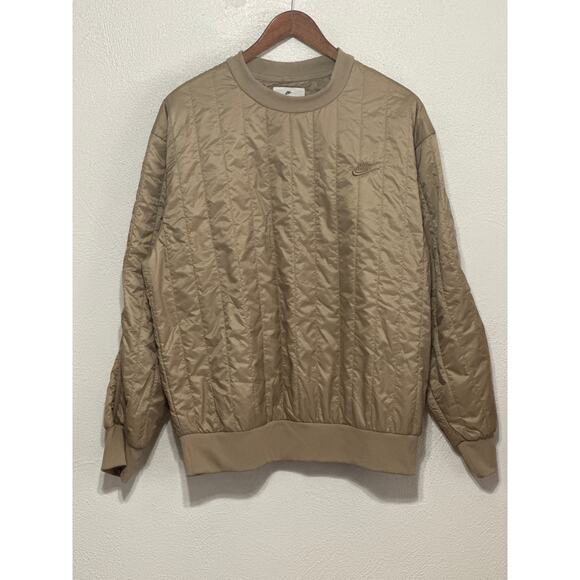 Nike Sportswear Therma-Fit Tech Pack Winterized Crew Pullover Men M Tan Athletic - Picture 1 of 13
